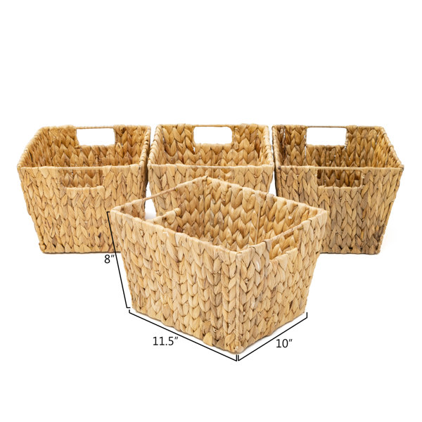 4X Small Wicker Baskets For Organizing Bathroom, Hyacinth Baskets