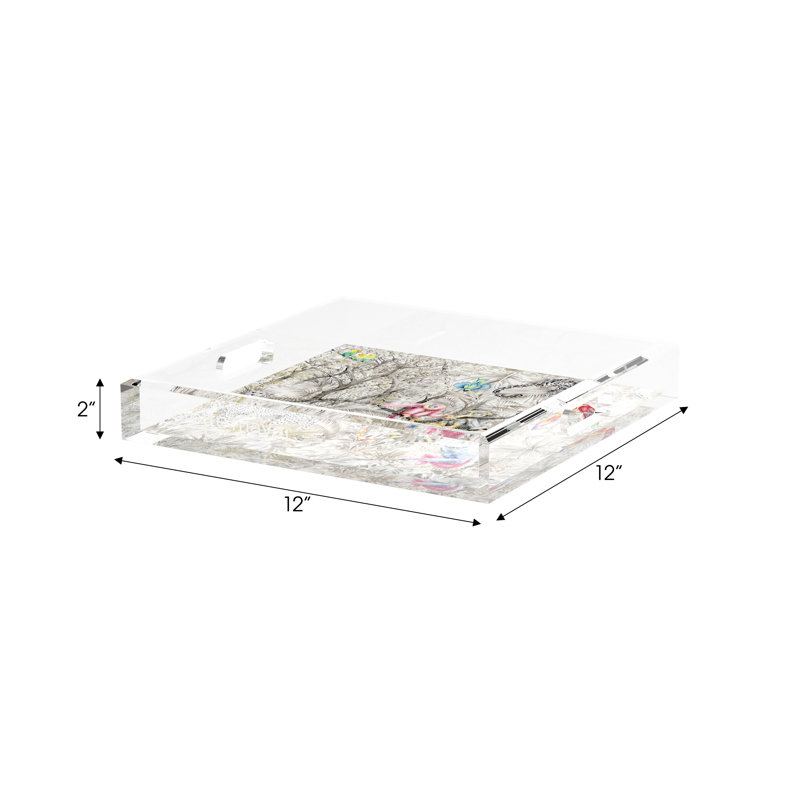 Arcadia Cheetah Scene Acrylic Square Decorative Tray, 2" H x 12" W x 12" D