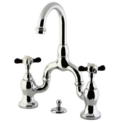 Kingston Brass KS7998BEX Essex Bridge Bathroom Faucet With Brass Pop-Up, Brushed Nickel
