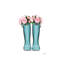 Hunter Boots Muted In Blue & Pink Peonies by Amanda Greenwood - Wrapped Canvas Print-746405735