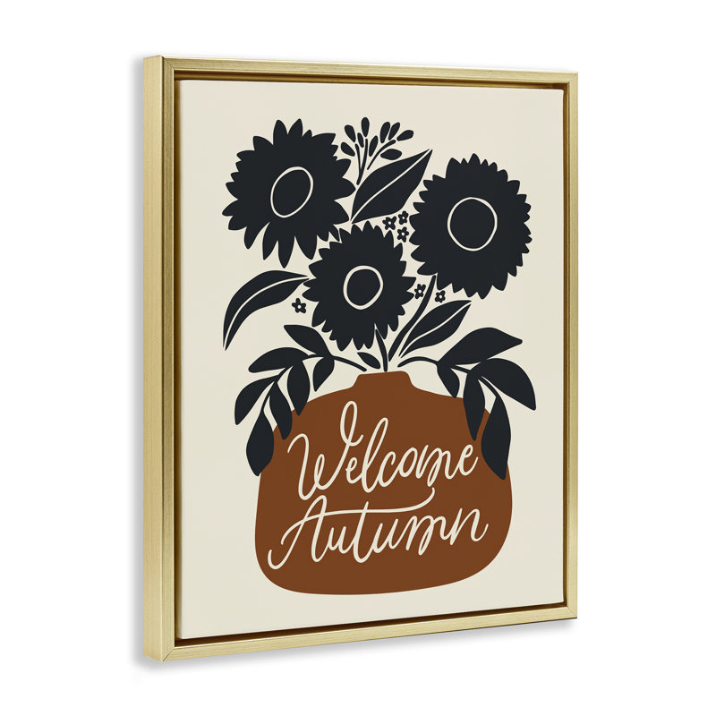  «Welcome Autumn Earthy Blooms», art mural sur toile par Doodles.Ink., H 21 po x l 17 po, Cadre flottant métallique doré