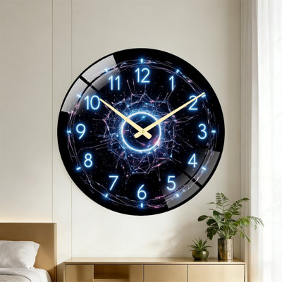 Neon Clock Design Art - 24‘’ Modern Glass Wall Clock