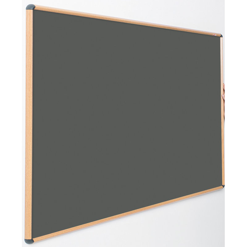Shield Design Wood Effect Wall Mounted Bulletin Board, Gunmetal, 120cm H x 120cm W