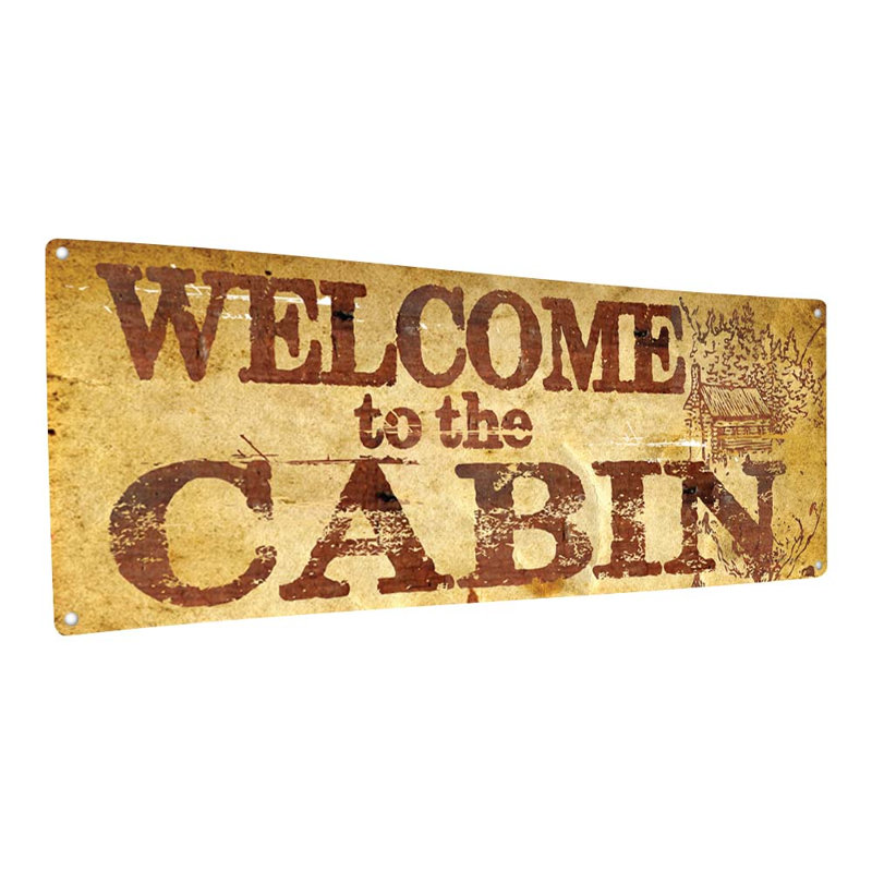 "Welcome To The Cabin", plaque en métal, H 11,5 po x l 31 po
