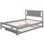 Lit plateforme double gris avec lit gigogne mobile - Bois de pin-231237973