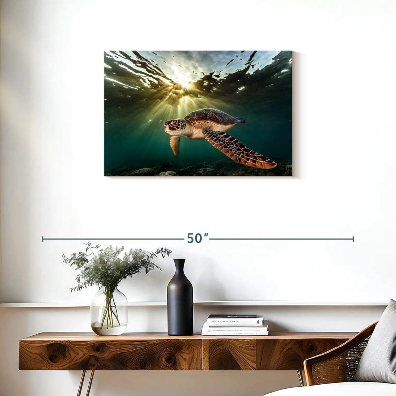 Tortue de mer verte Brampt Rare, H 20 po x l 30 po