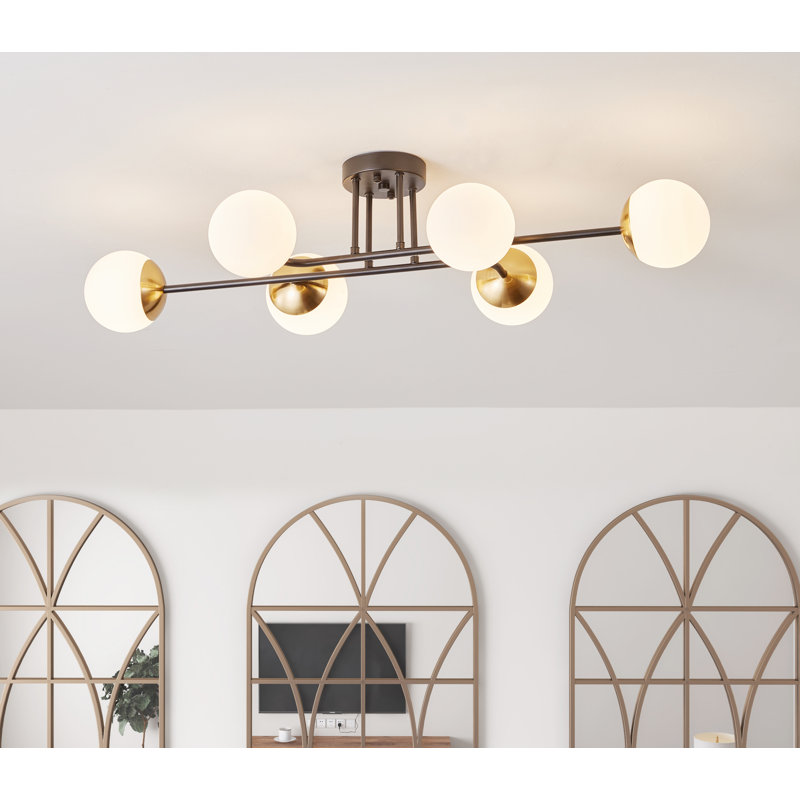 Plafonnier semi-encastré 6 lumières 35,43 po Elyjiah
