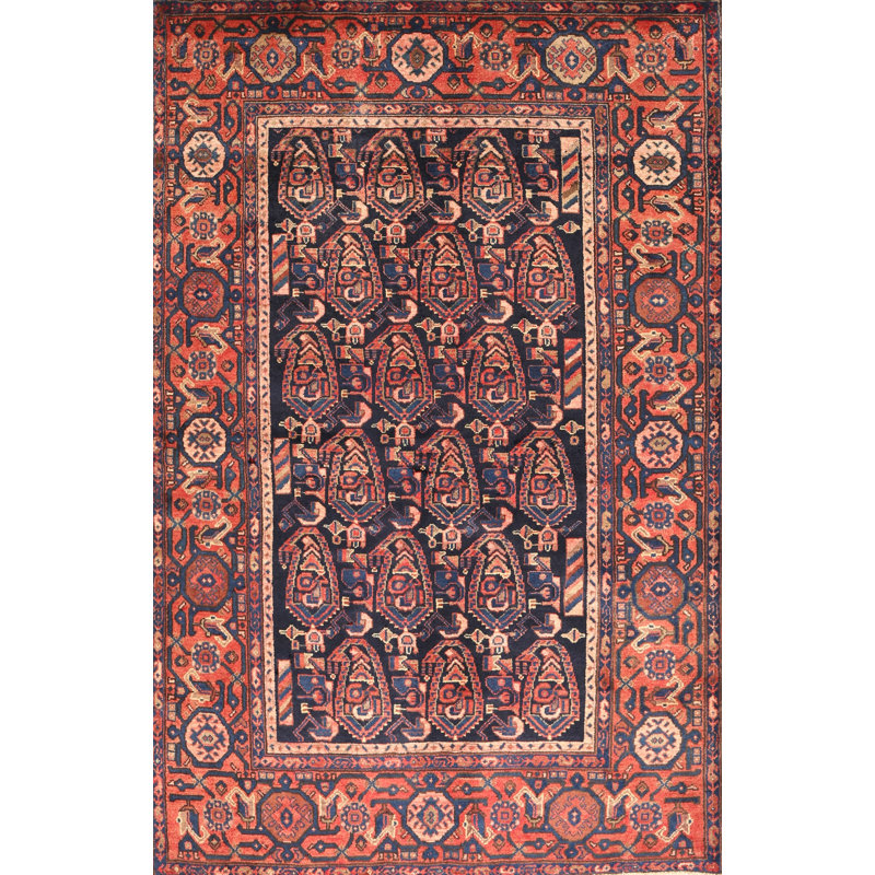 Tapis oriental noir / orange / brun, Rectangle 4 pi x 6 pi