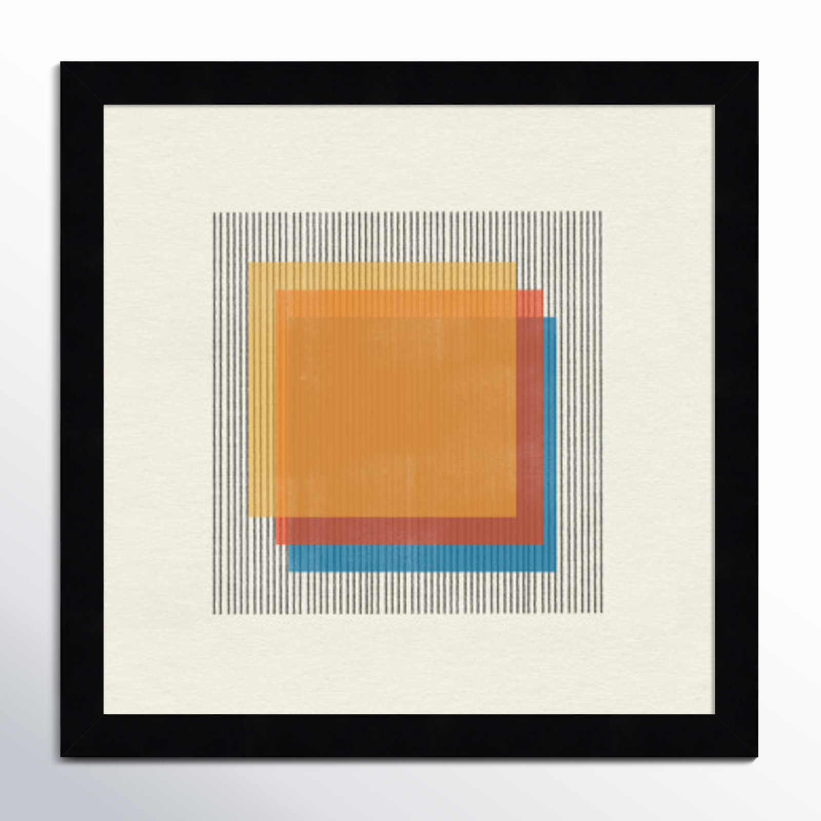 Midcentury Modern Squares No 1 Print, Black Framed, 13" H x 13" W x 1" D