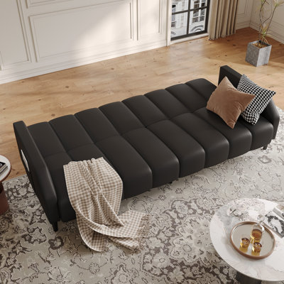 Fabry 77.56" Faux Leather Convertible Sofa
