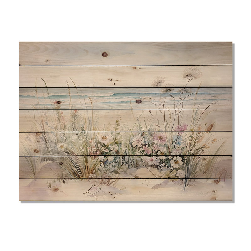 Hage - Décoration murale en bois floral sur bois de pin naturel, H 30 po x l 40 po