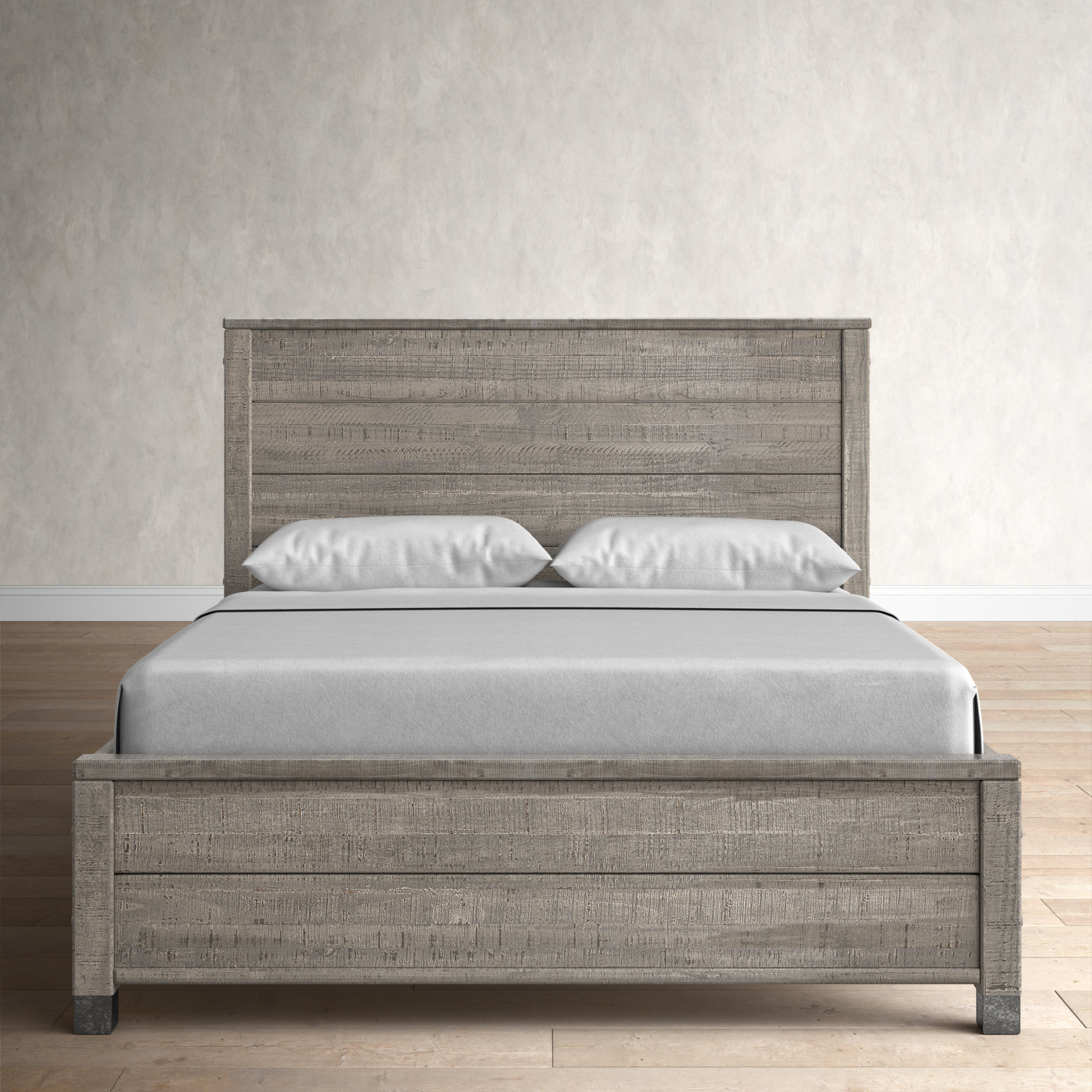 Gray wooden deals bed frame