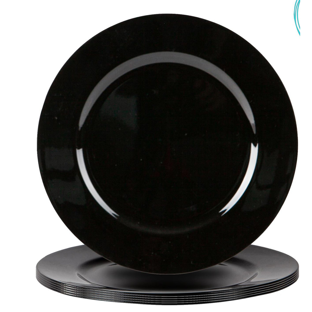 Argon Tableware - 33cm Melamine Charger Plates - Set of 6 - Metallic Finish