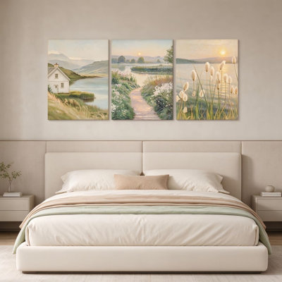 Art mural moderne sur toile tendue paysage moderne 3 pièces