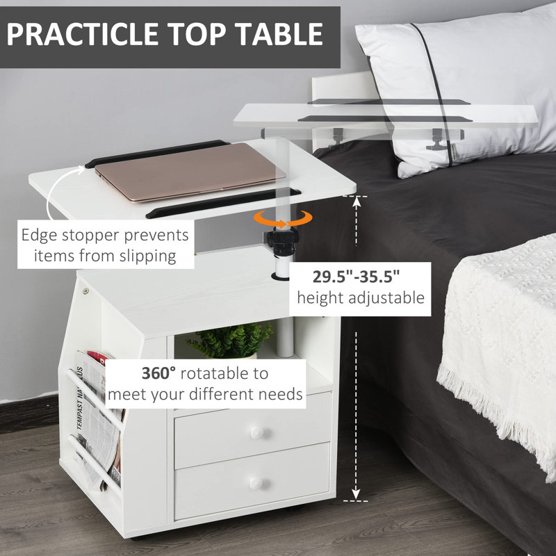 60cm W Steel Bedside Table