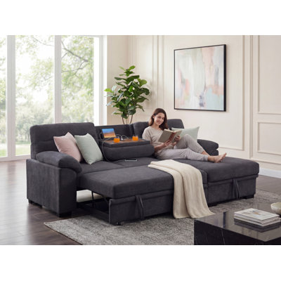 Canapé-lit modulaire en chenille brun Kipriano II