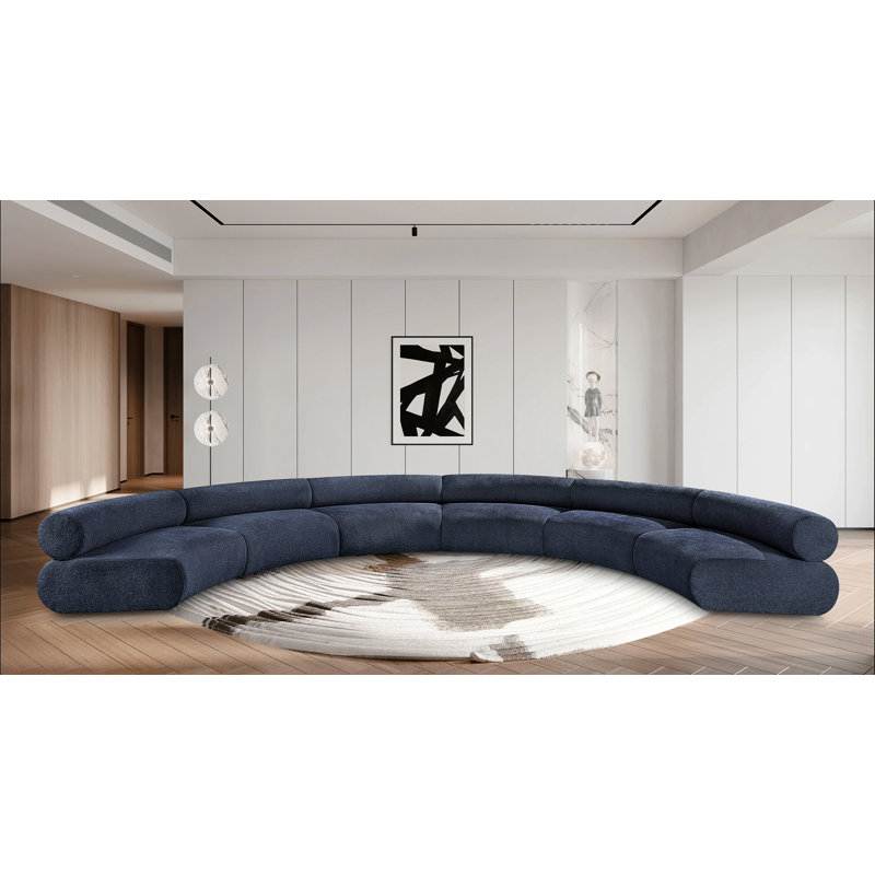 Canapé modulaire rembourré Bale, Tissu chenille bleu marine