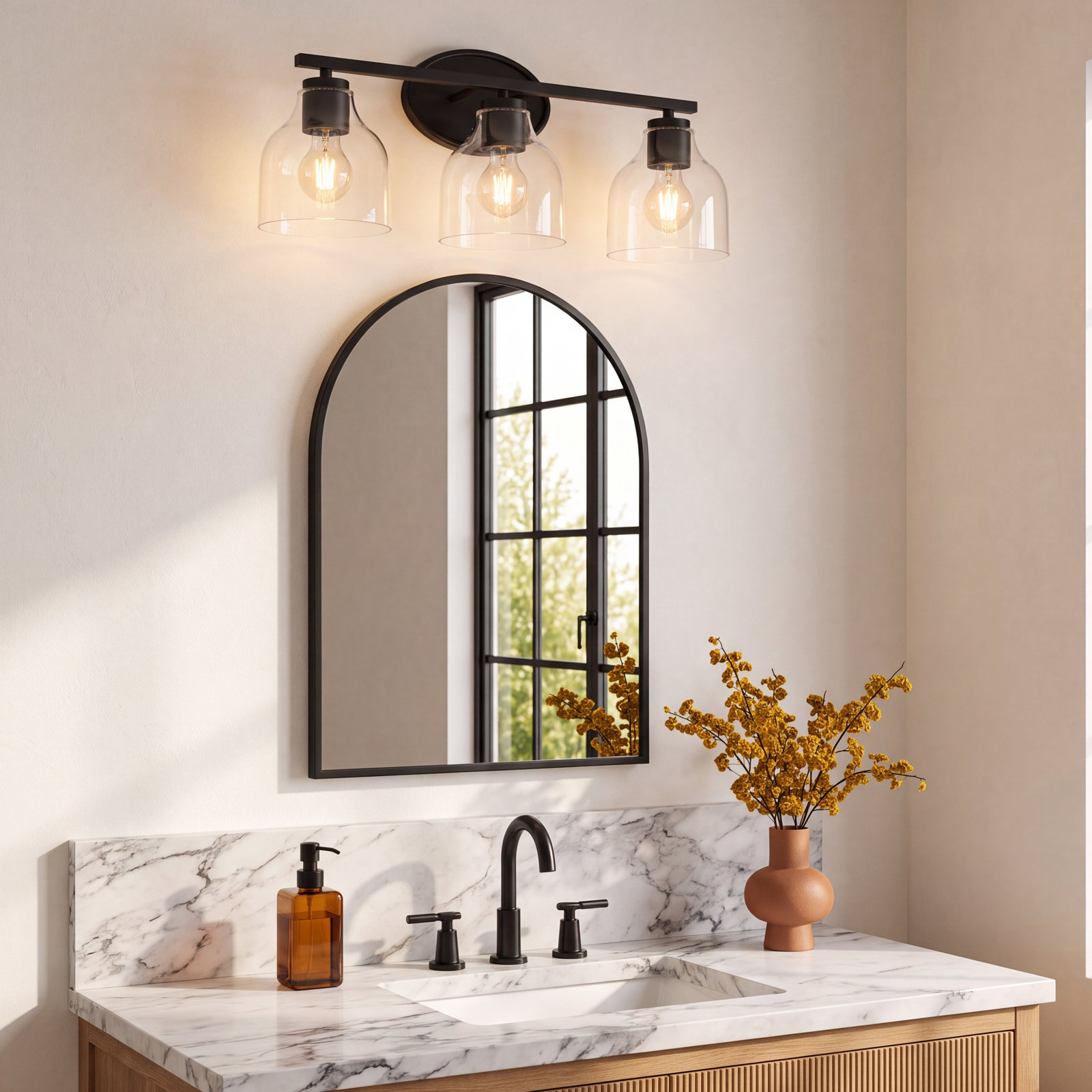 6-Light Dimmable Vanity Light, 3, Matte Black