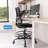 Black Ergonomic Drafting Chair - Tall Office Chair For Standing Desk With Breathable Mesh, Flip-Up Armrests & Adjustable Footrest Ring