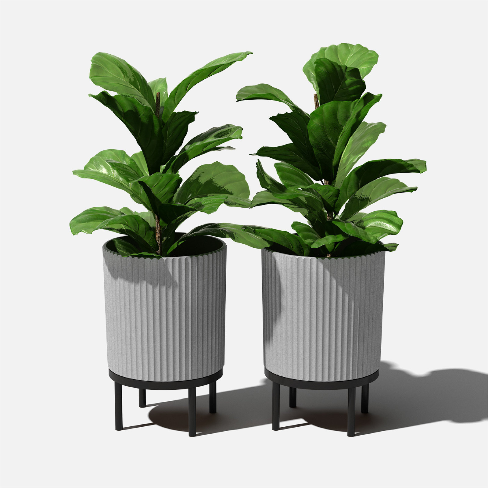 Demi Series Planter with Stand, 2, Gray/Black, 22" H x 14.75" W x 14.75" D