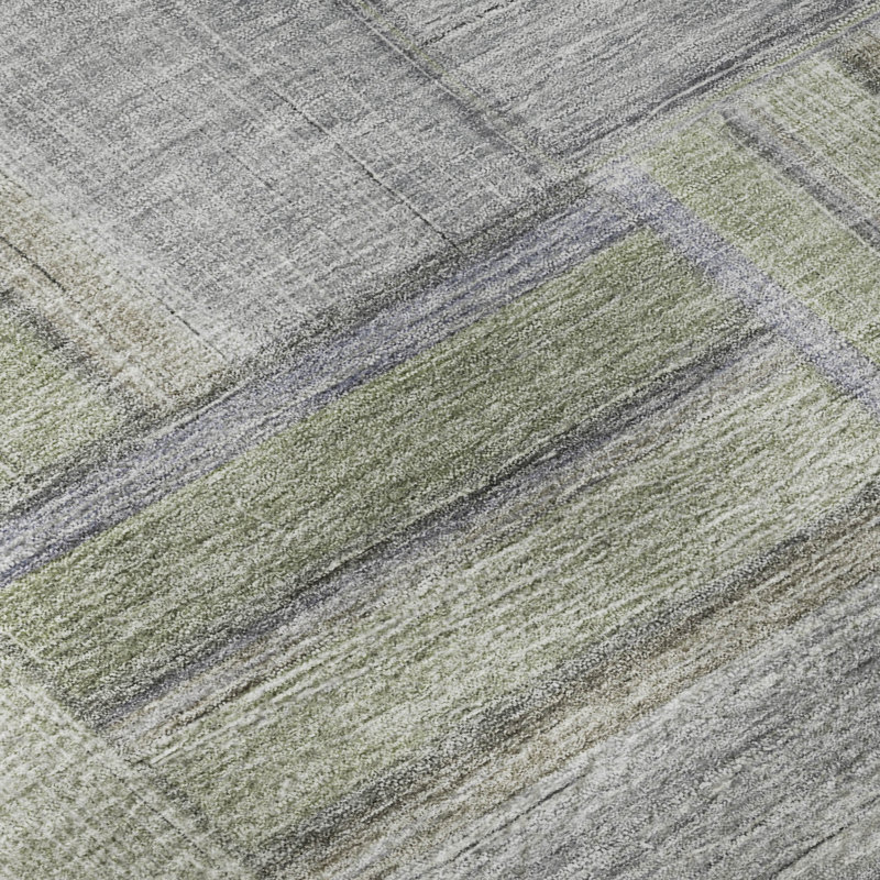 Premium Machine Washable Mayfield AMF2285 Geometric Rug, 2'3" x 7'6" Runner, Fern