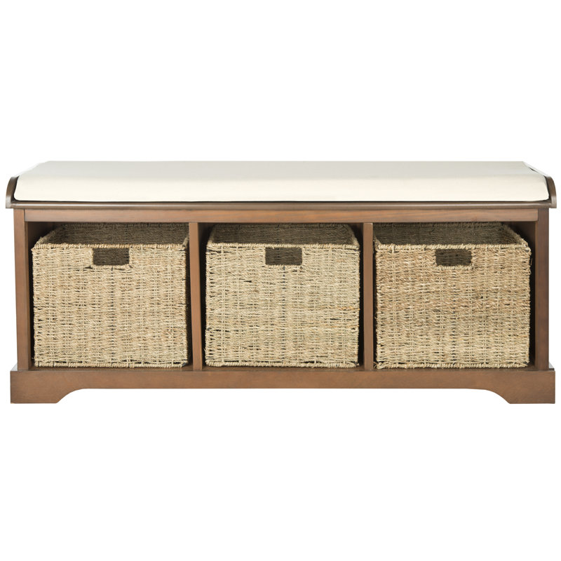 Loane Wicker Storage Bench, Brown
