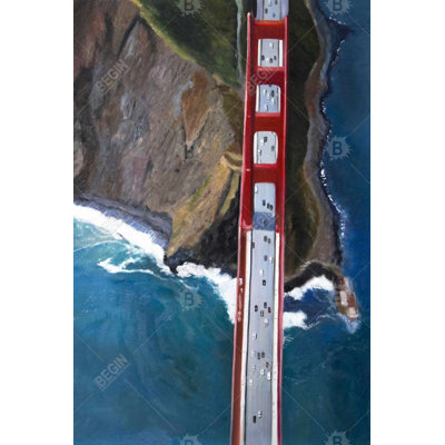 Vue aérienne de Golden Gate and Mountains - décor de toile panoramique