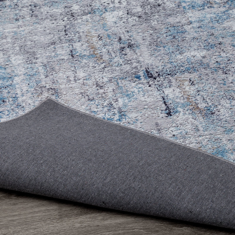 Abstract Area Rug in Blue, Novelty 5' x 7'
