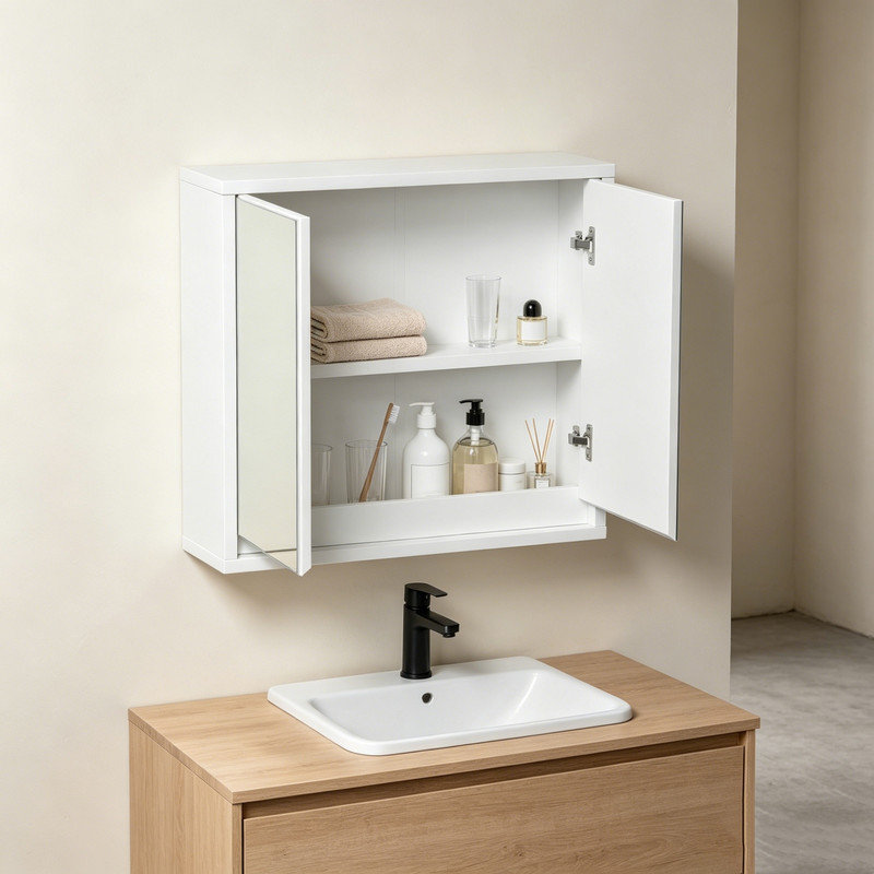 W H Medicine Cabinet Mirror, White