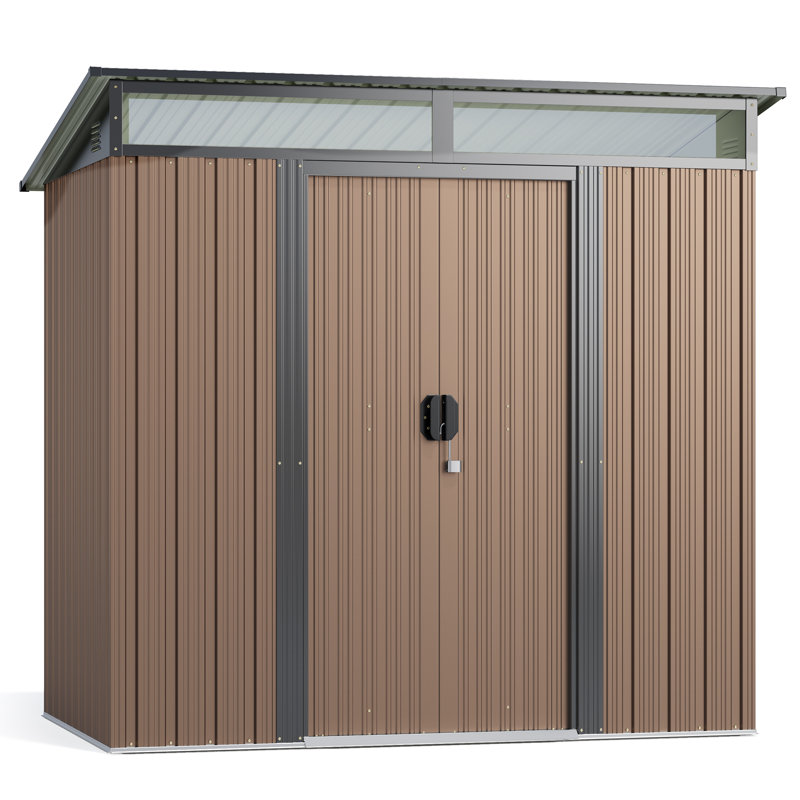 6 ft. W x 4 ft. D Metal Vertical Storage Shed, Light Brown