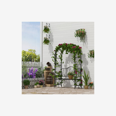 45.25'' W x 23.25'' D Metal Arbour with Bench in Black