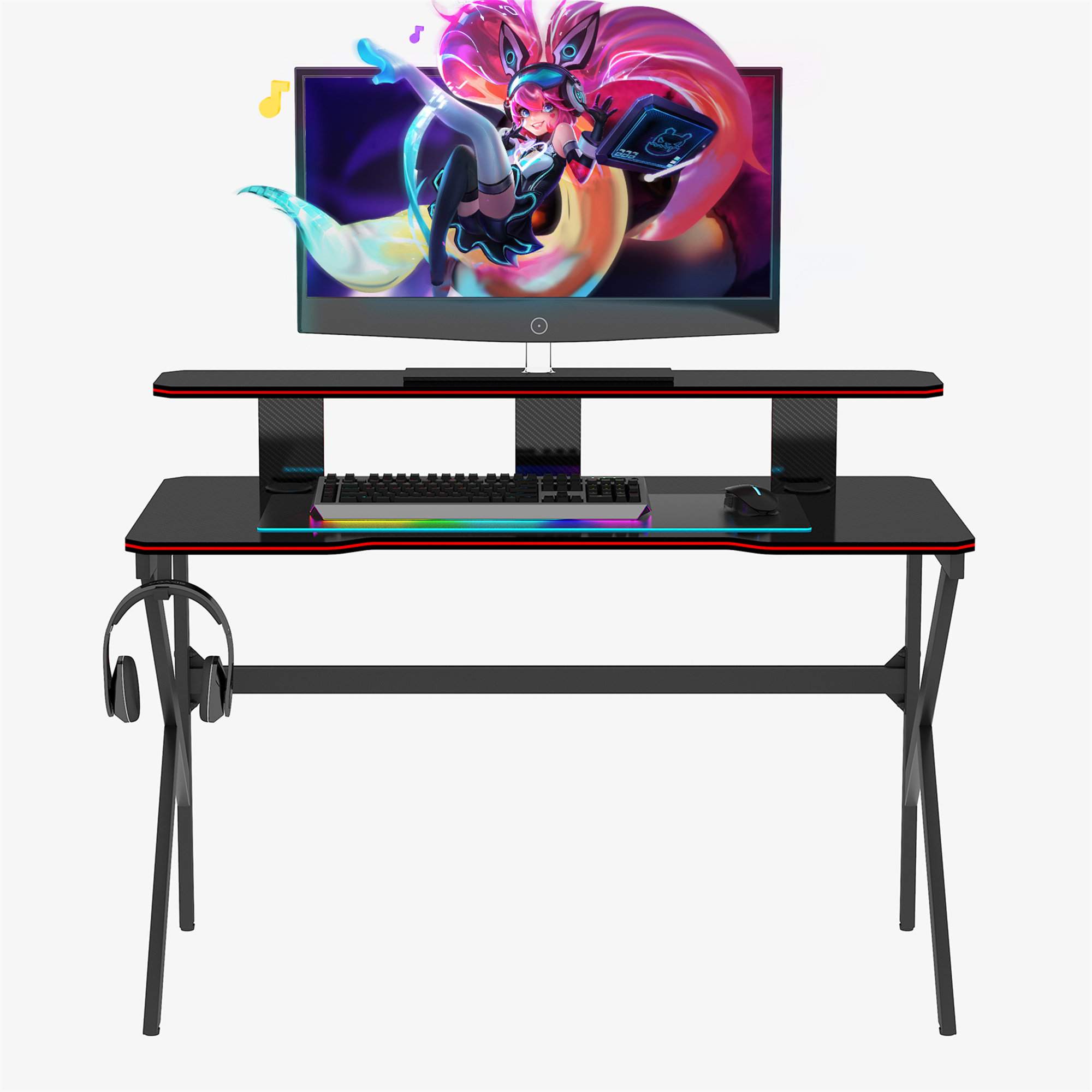 Inbox Zero Dorazio 47.24'' Gaming Computer Desk with Monitor Stand