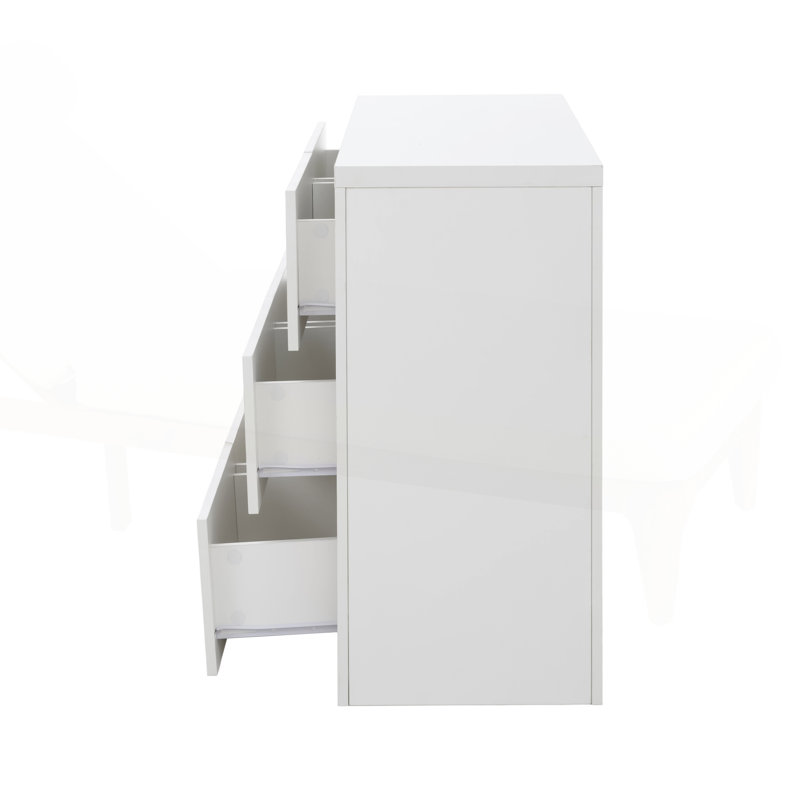 Commode 6 tiroirs en L avec commode extensible, bureau large et rangement profond pour chambre à coucher et vestiaire