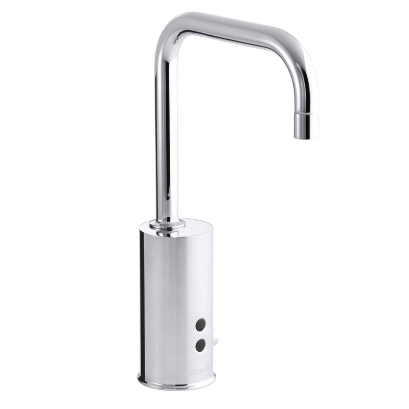 Gooseneck Single-Hole Touchless Dc-Powered Commercial Faucet with Insight Technology and Temperature Mixer, Polished Chrome