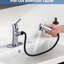 Robinet de lavabo de salle de bain avec poignée escamotable, style contemporain, poignée simple, 3 modes de jet, bonde escamotable et plaque de pont, options de corps en acier inoxydable, bouchon-124464798