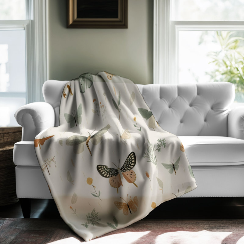 Moth Whispers - 1 pièce Sherpa Premium, Grand lit