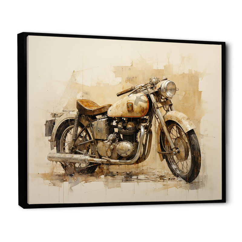 Minimalisme à moto sur toile, H 34 po x l 44 po x P 1,5 po, Cadre flottant noir