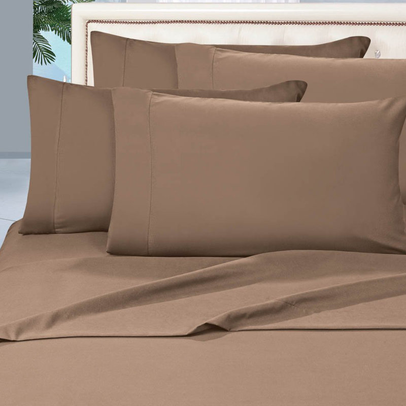 Ensemble de draps en polyester 1500 fils, Taupe, Ensemble de draps pour lit double