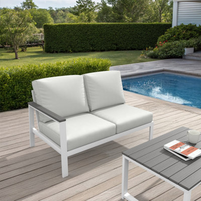 Causeuse modulaire d'extérieur gauche avec coussins Sunbrella