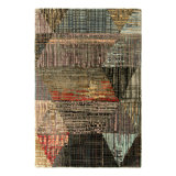 Rug & Kilim’S Abstract Rug With Polychromatic Striae And Geometric Patterns