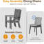 Ensemble de 4 chaises de patio en aluminium toutes saisons de 23 po avec coussins gris épais et structure grise