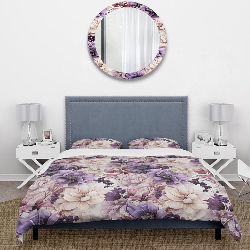 Literie éthérée à motif floral victorien III, Housse de couette simple + 1 taie décorative stan
