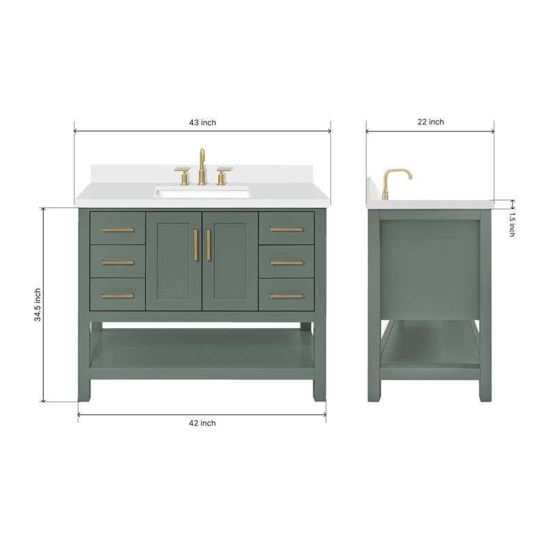 Magnolia Bath Vanity Rectangular Basin S043SWQ, Rectangular, Vintage Green