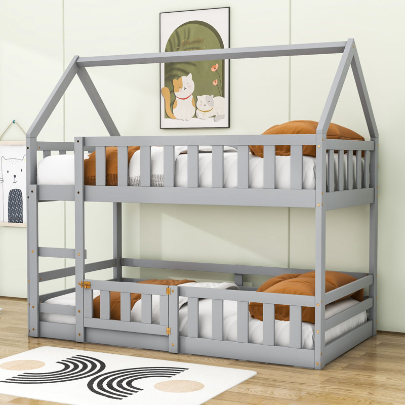 Salome Kids Twin Over Twin Bunk Bed, Gray