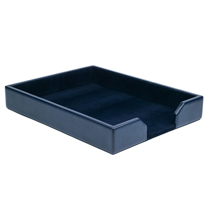 Organisateur de papier en cuir Gregson, Bleu marine
