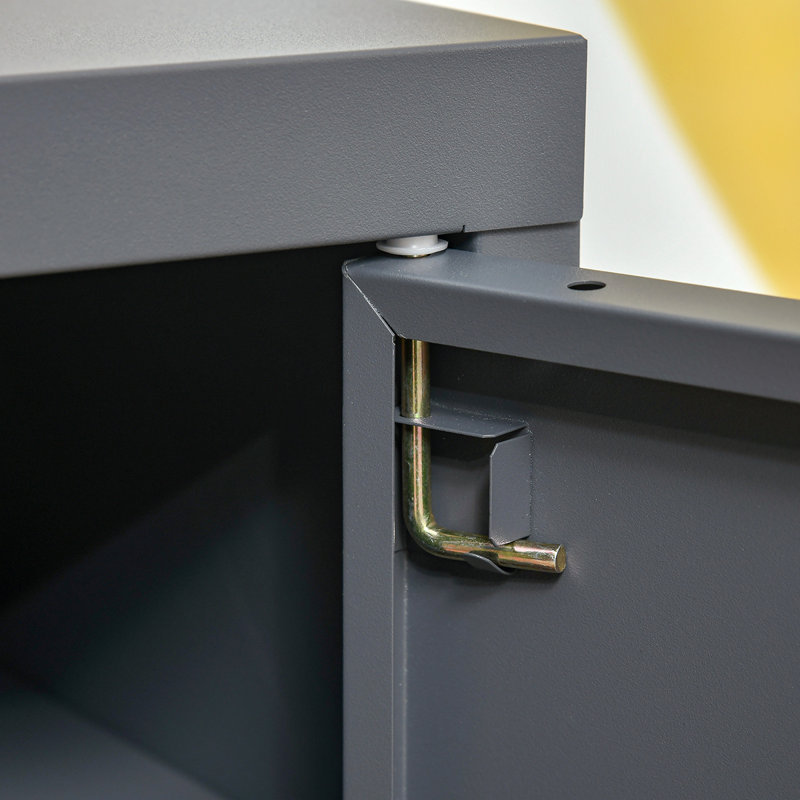 Table de bout industrielle, table d'appoint de salon avec porte de style casier et tablette réglable