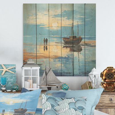 Coucher de soleil privé, répit I, art sur bois de pin naturel