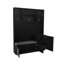 Portemanteau élégant avec solutions de confort et de rangement, armoire à chaussures fonctionnelle avec banc et coussin, portemanteau moderne avec crochets pour les entrées, noir-1283036992
