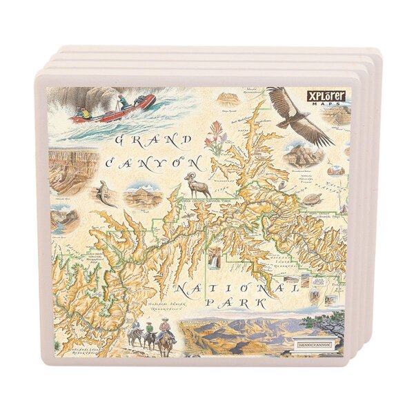 XPLORER MAPS Ceramic Square 4 Piece Coaster Set | Wayfair