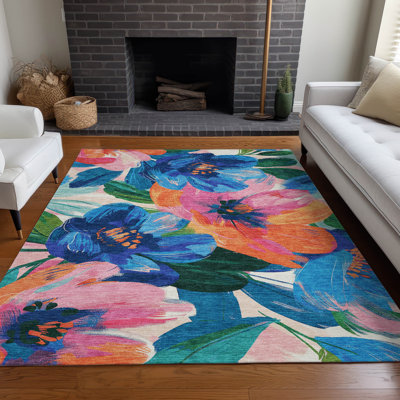 Tapis bleu marine intérieur / extérieur lavable à la machine Claudian ACN1488